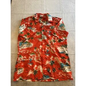 ISLANDER HAWAIIAN CAMP SHIRT TROPICAL BEACH RESORT PRINT SIZE L